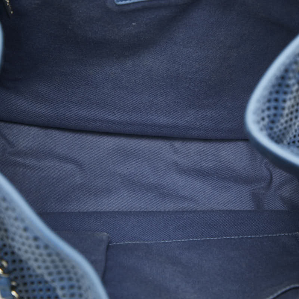 CHANEL Blue Leather Logo Tote Bag - Picture 9 of 12